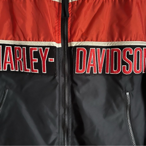 ❌SOLD-DEPOP❌ Vintage Harley Davidson Racing Bomber Jacket Medium Black/Orange - Picture 7 of 16